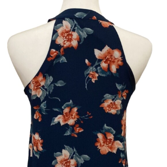 Altard State Dress Mini Womens Small Floral Print Halter Navy Lace Up Spring - Picture 6 of 13